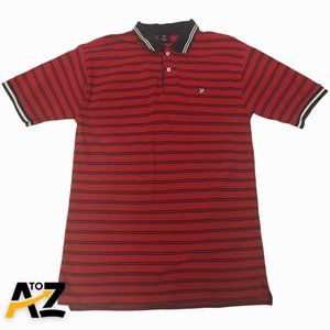 U.S. Polo Assn Mens Collared Shirt Size X-Large Red Black Stripes 2 Buttons